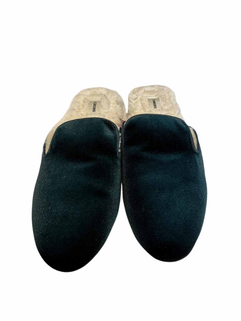 Birdies The Phoebe Dark Green Velvet Faux Fur-Lined Slides Indoor Outdoor 8.5 - Picture 2 of 8